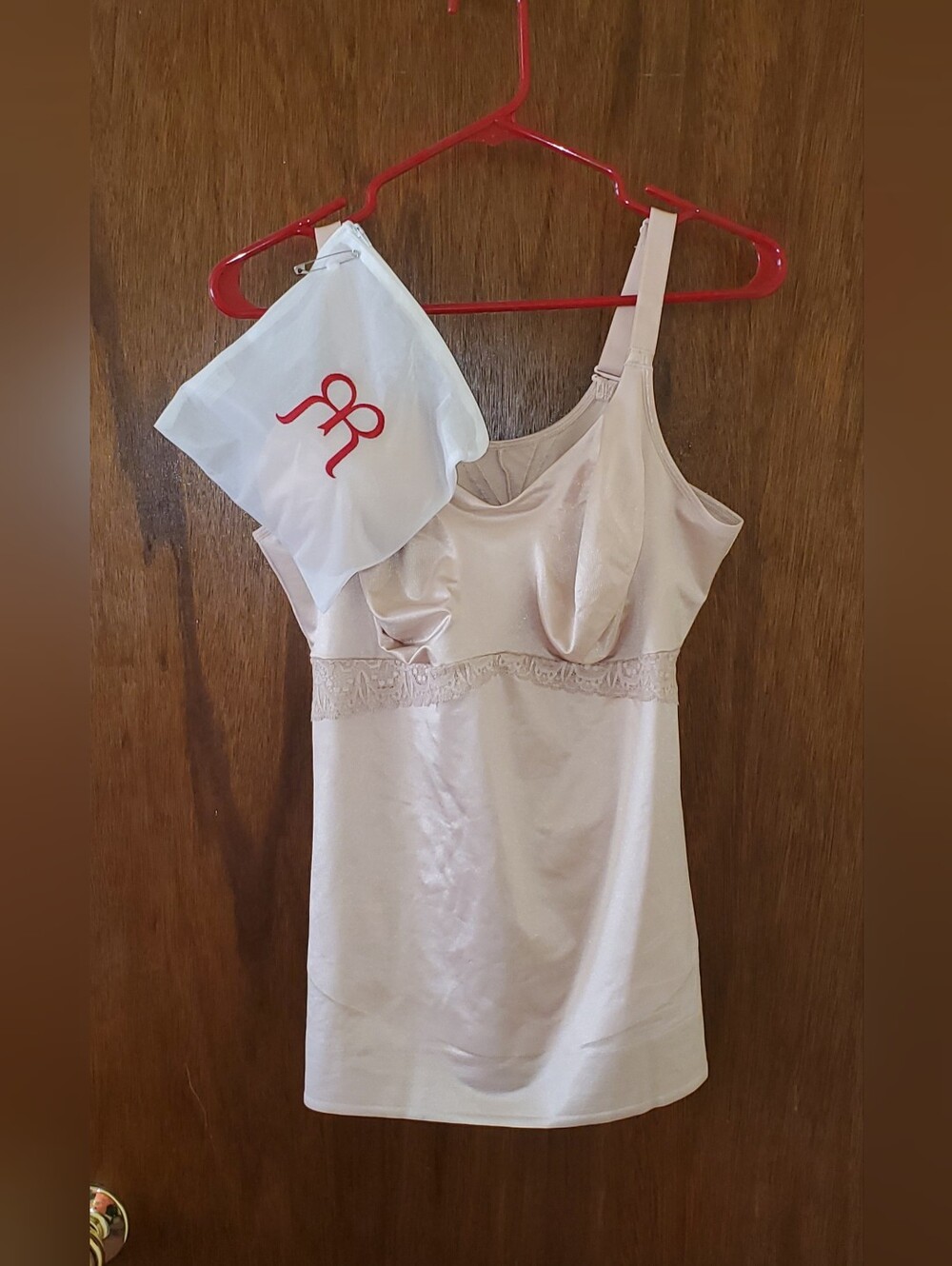 Ruby Ribbon Beige Shapewear Camisole with Lace Trim Sz 44